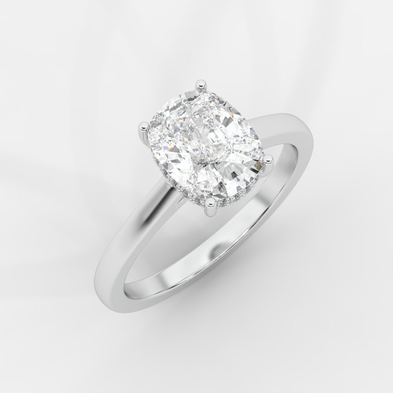Vivienne Diamond Ring with Hidden Halo - Cushion - AYKA JEWELS