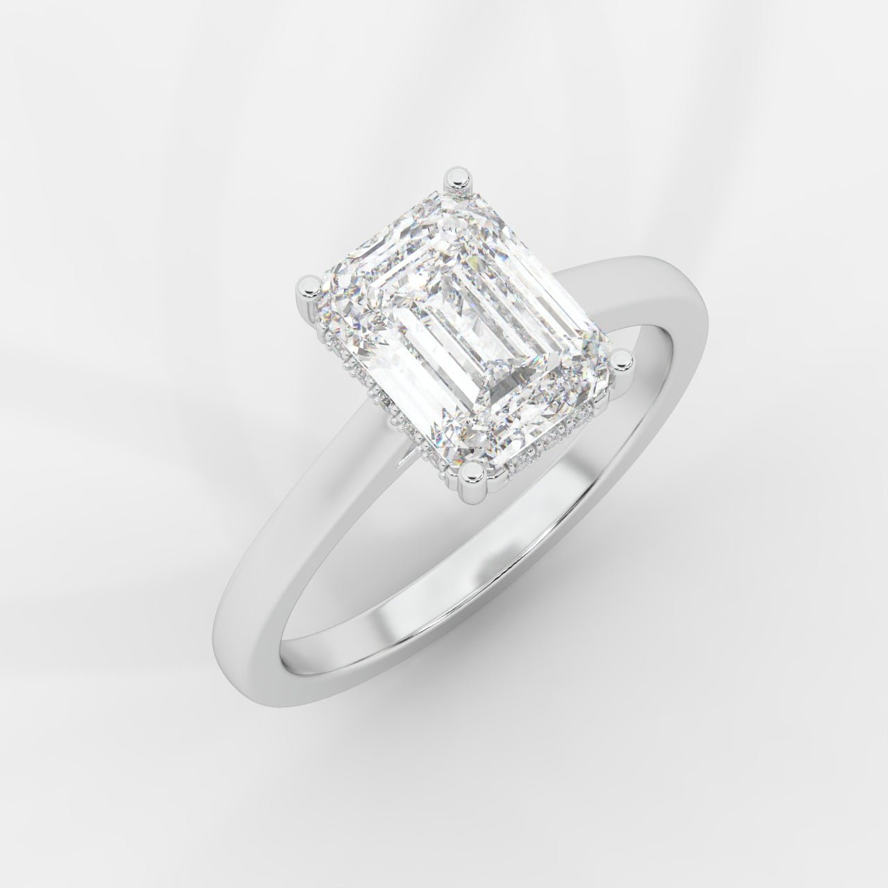 Vivienne Diamond Ring with Hidden Halo - Emerald - AYKA JEWELS