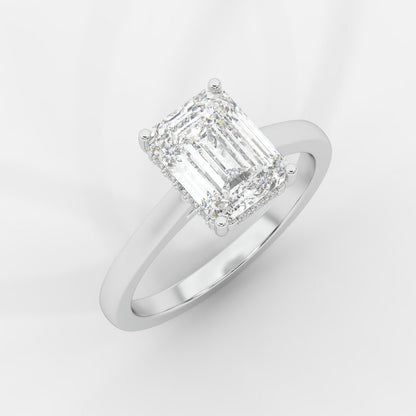 Vivienne Diamond Ring with Hidden Halo - Emerald - AYKA JEWELS