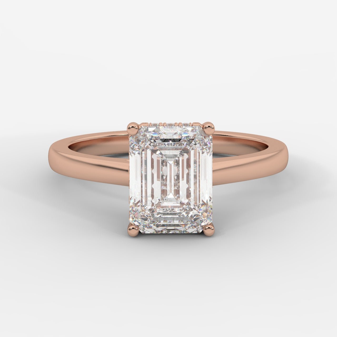 Vivienne Diamond Ring with Hidden Halo - Emerald - AYKA JEWELS