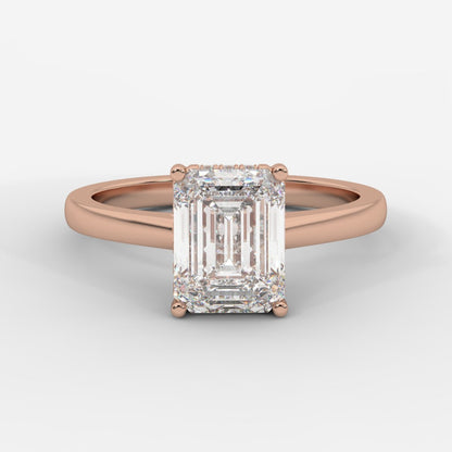 Vivienne Diamond Ring with Hidden Halo - Emerald - AYKA JEWELS