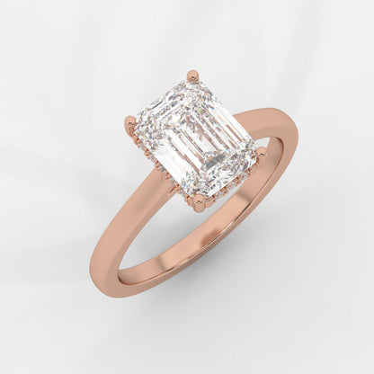 Vivienne Diamond Ring with Hidden Halo - Emerald - AYKA JEWELS