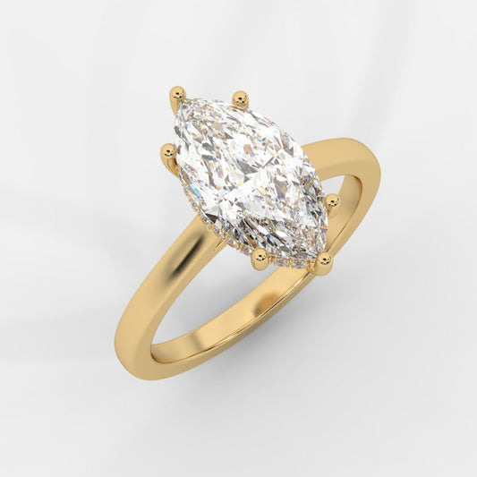 Vivienne Diamond Ring with Hidden Halo - Marquise - AYKA JEWELS
