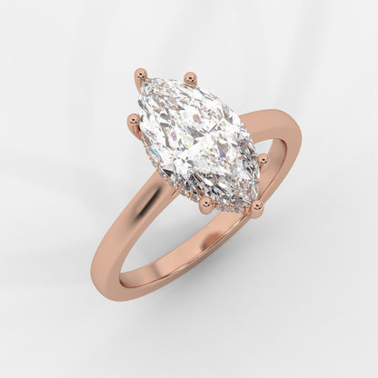Vivienne Diamond Ring with Hidden Halo - Marquise - AYKA JEWELS