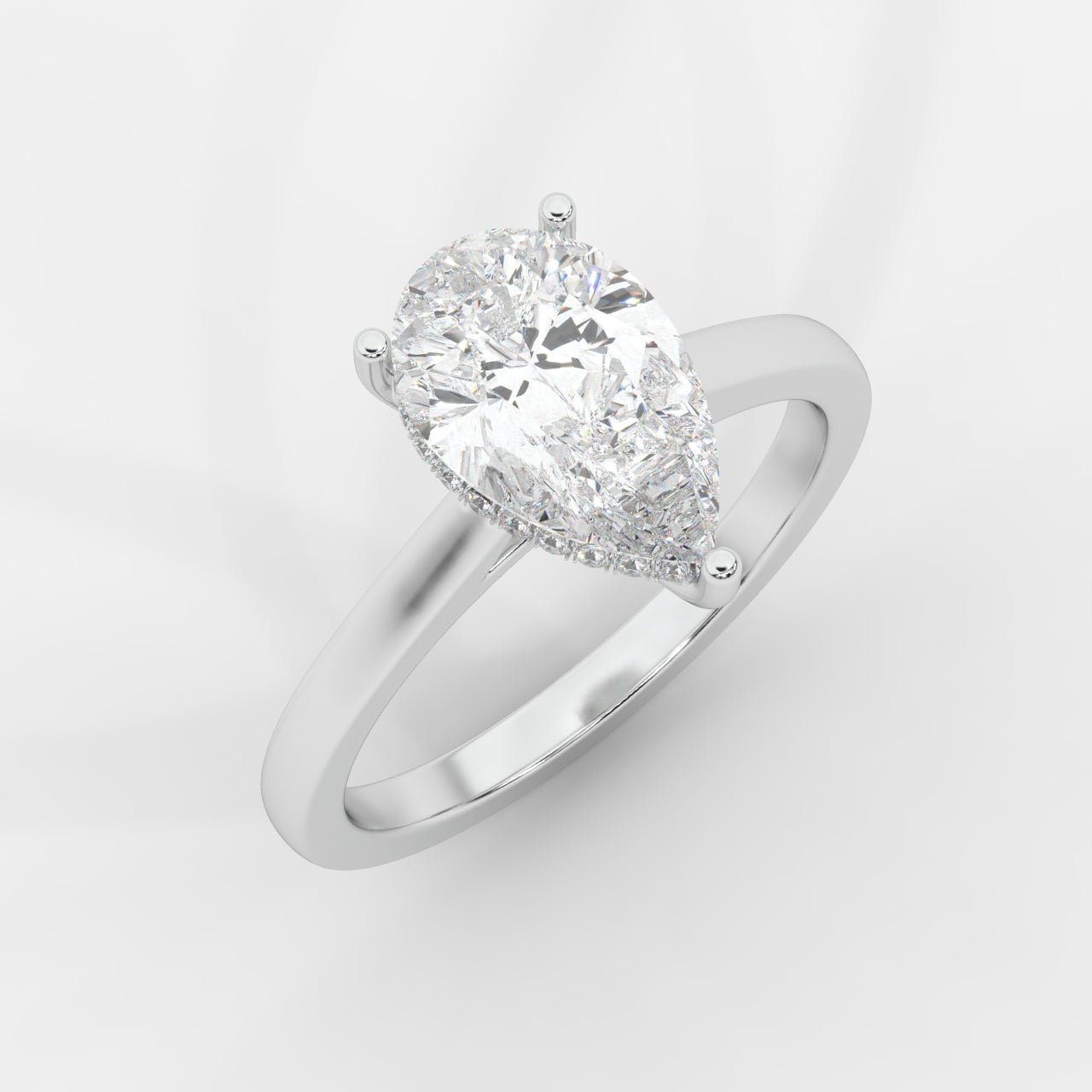 Vivienne Diamond Ring with Hidden Halo - Pear - AYKA JEWELS