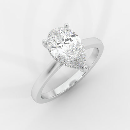 Vivienne Diamond Ring with Hidden Halo - Pear - AYKA JEWELS