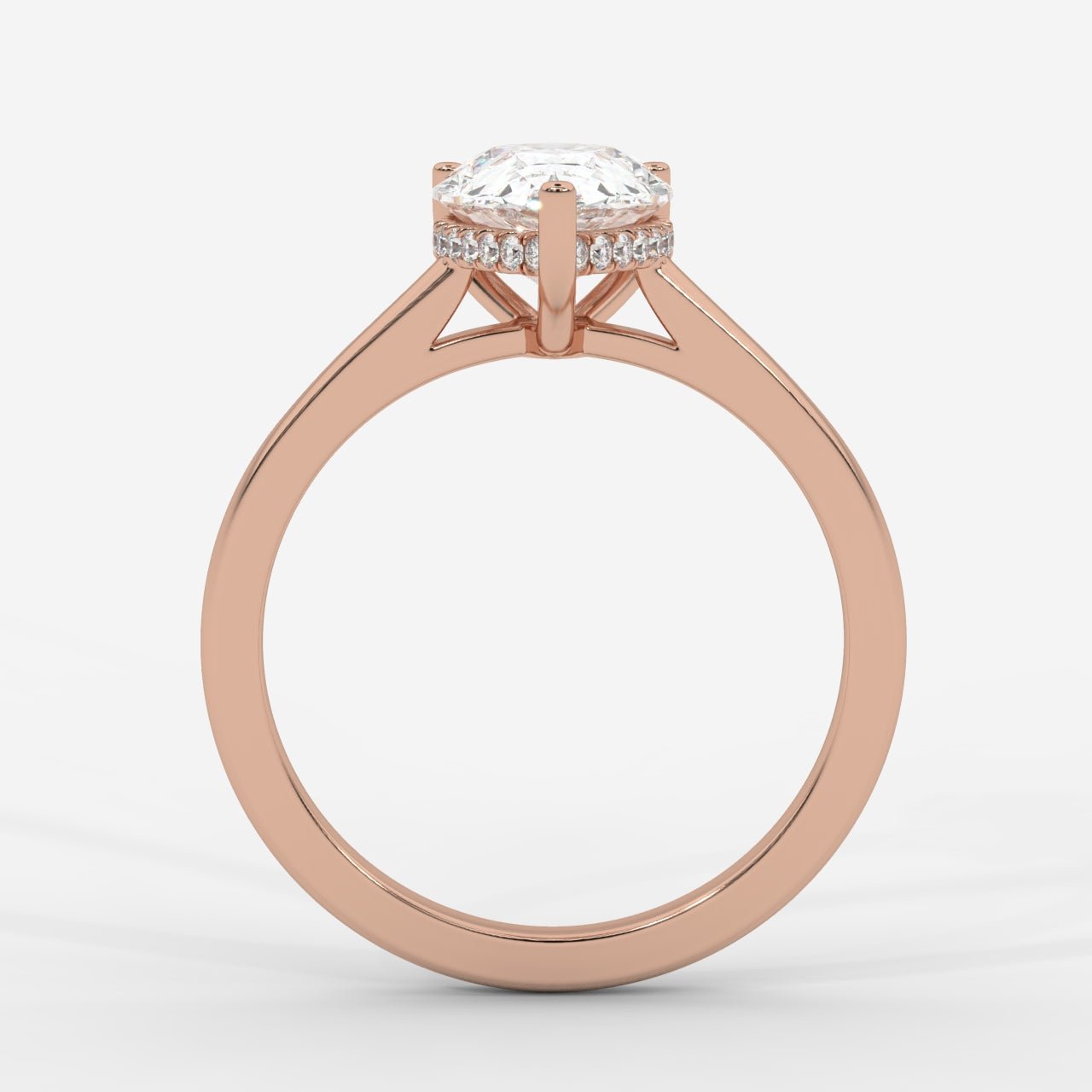 Vivienne Diamond Ring with Hidden Halo - Pear - AYKA JEWELS