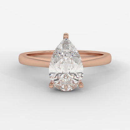 Vivienne Diamond Ring with Hidden Halo - Pear - AYKA JEWELS