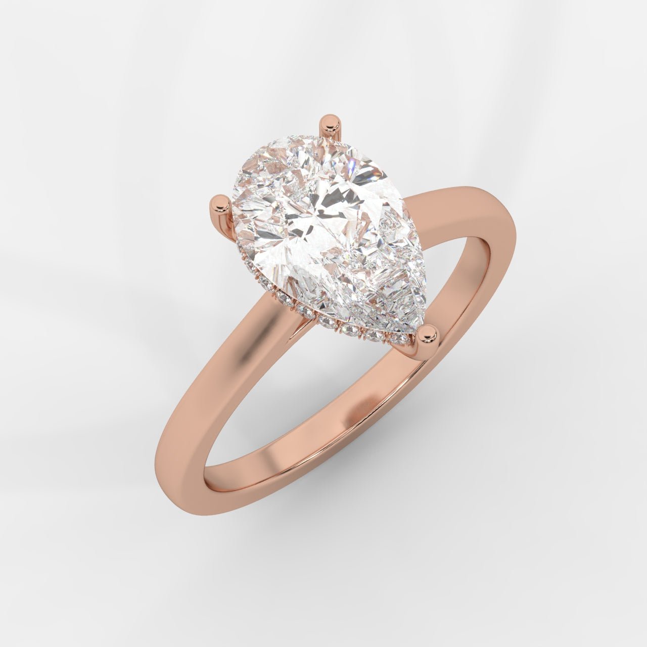 Vivienne Diamond Ring with Hidden Halo - Pear - AYKA JEWELS