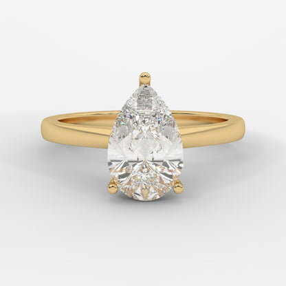 Vivienne Diamond Ring with Hidden Halo - Pear - AYKA JEWELS