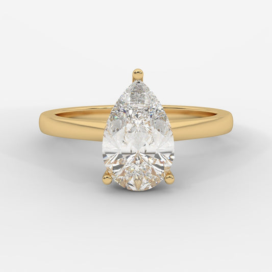 Vivienne Diamond Ring with Hidden Halo - Pear - AYKA JEWELS