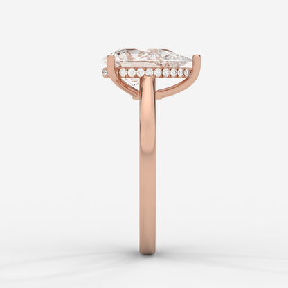 Vivienne Diamond Ring with Hidden Halo - Pear - AYKA JEWELS