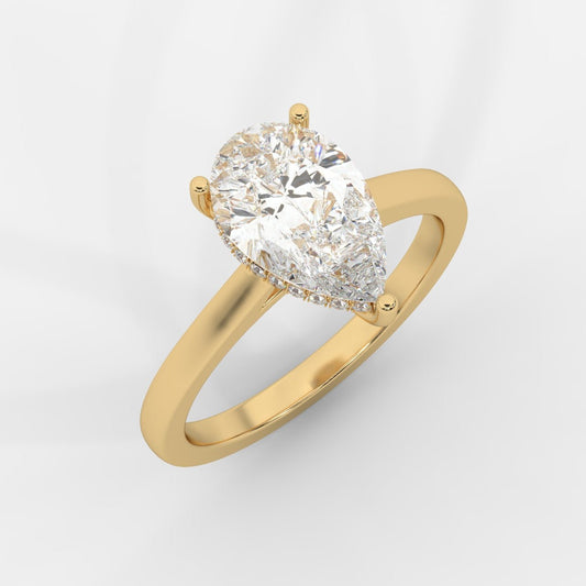 Vivienne Diamond Ring with Hidden Halo - Pear - AYKA JEWELS