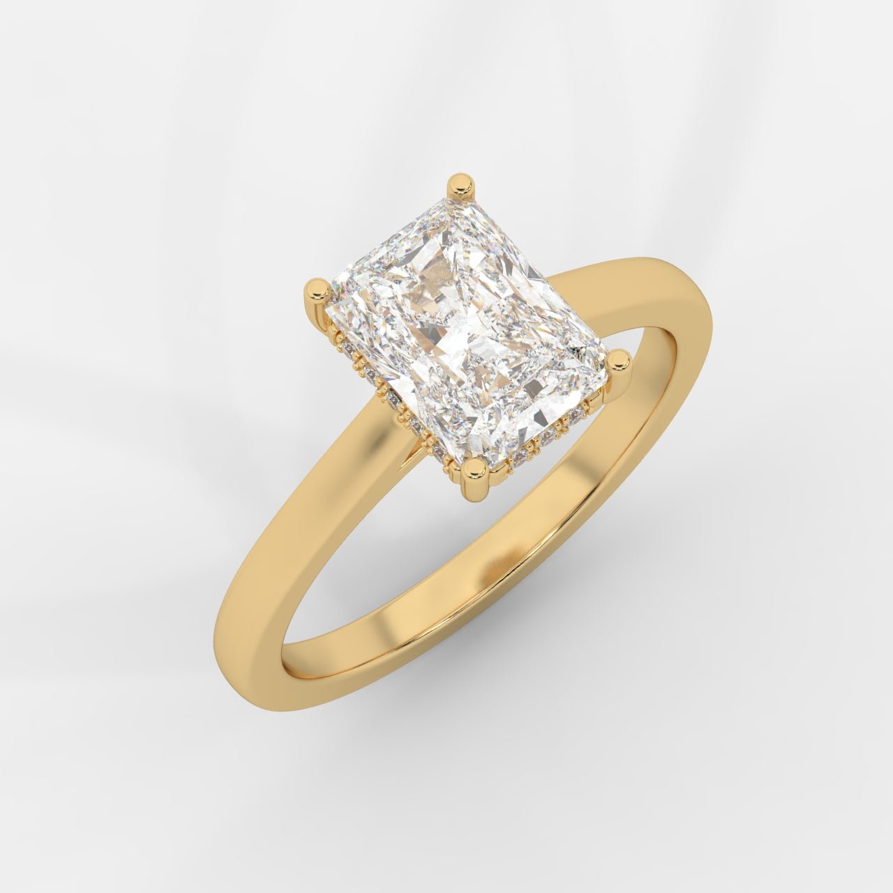 Vivienne Diamond Ring with Hidden Halo - Radiant - AYKA JEWELS