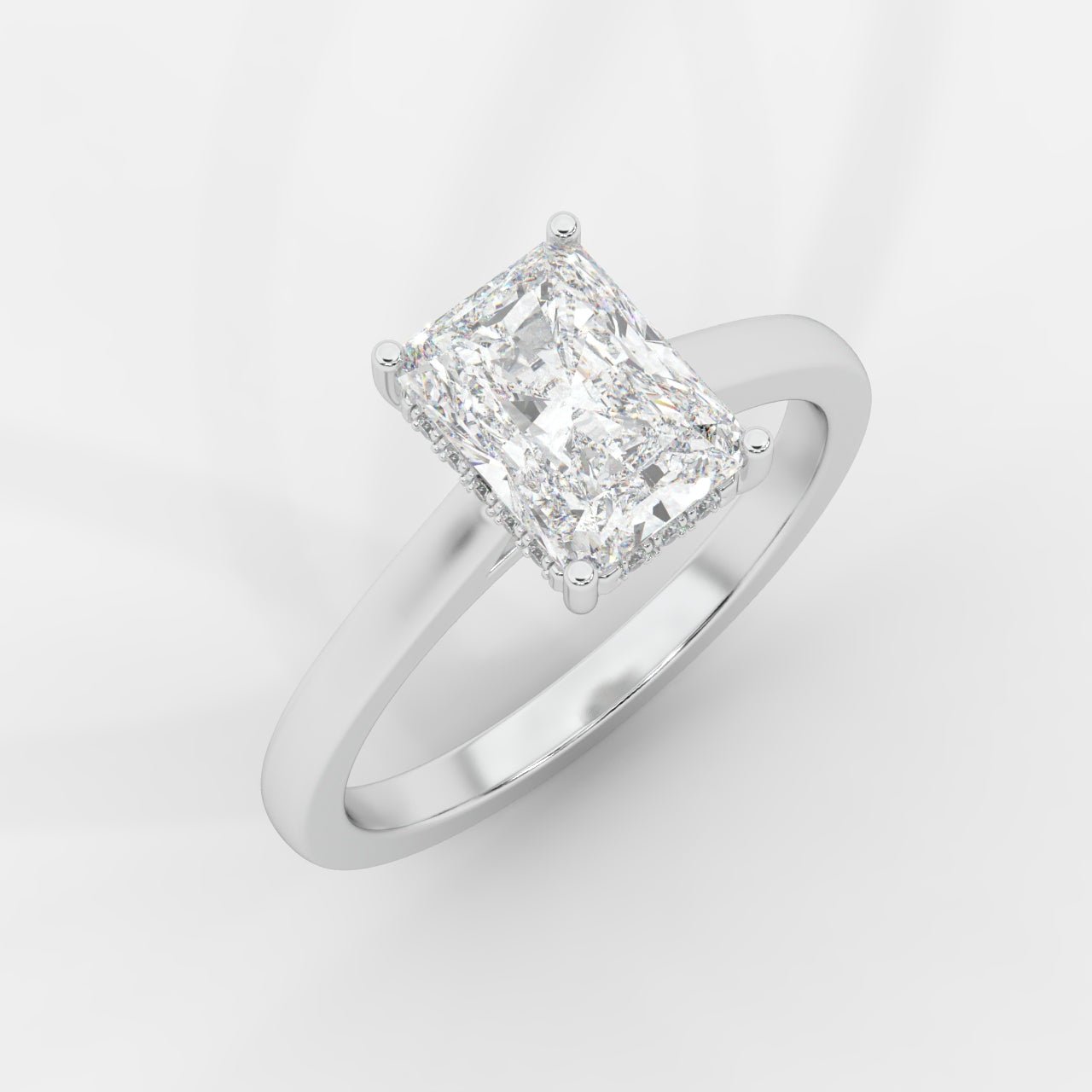 Vivienne Diamond Ring with Hidden Halo - Radiant - AYKA JEWELS