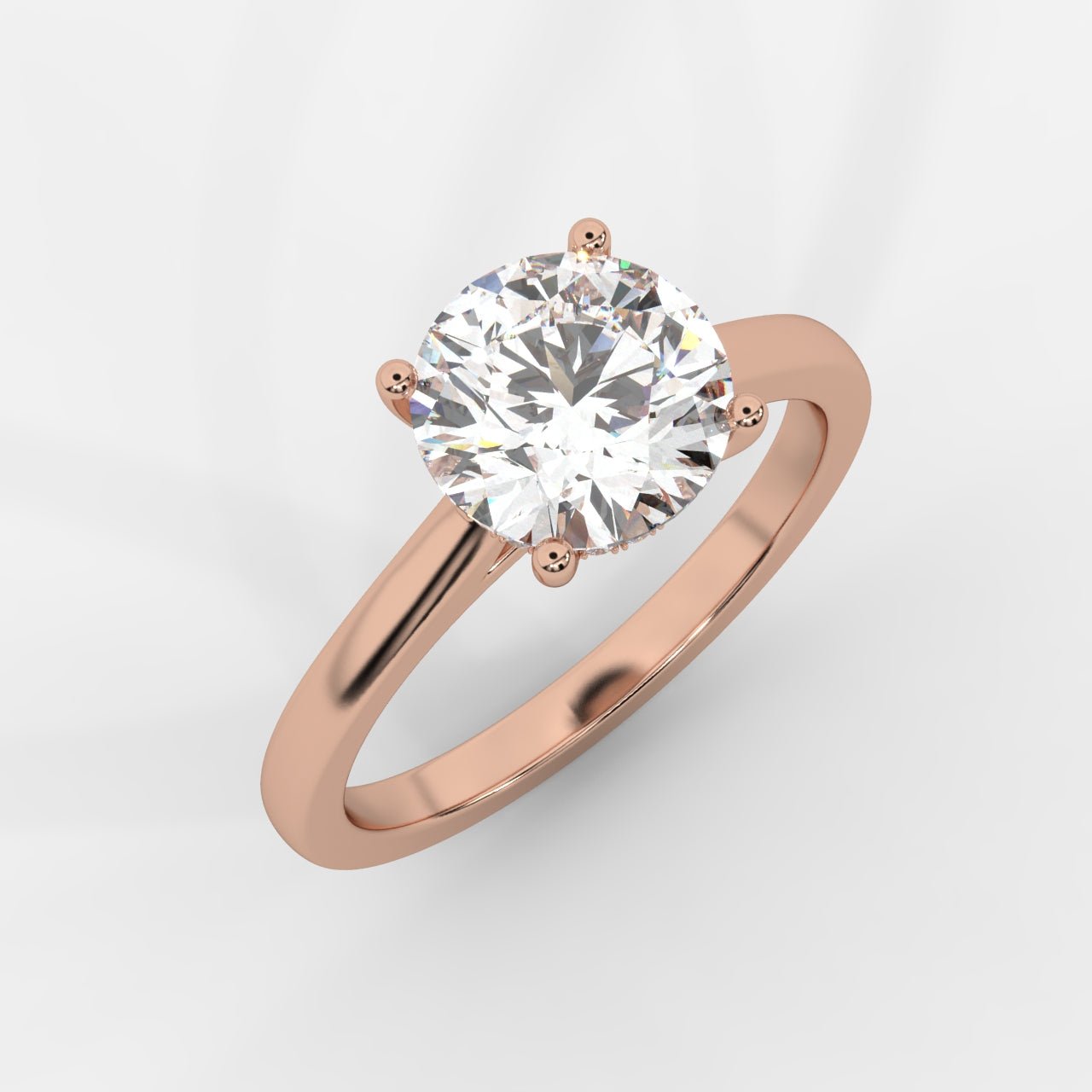 Vivienne Diamond Ring with Hidden Halo - Round - AYKA JEWELS