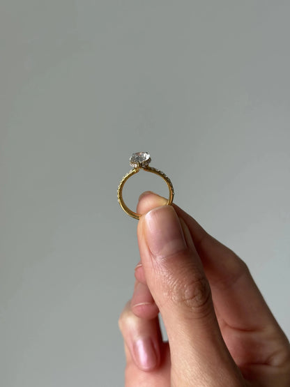 Vivienne Floating Diamond Ring with Hidden Halo and Pavé Band - Pear - AYKA JEWELS